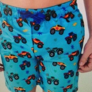 Kids Monster Truck Swim Shorts - Blue